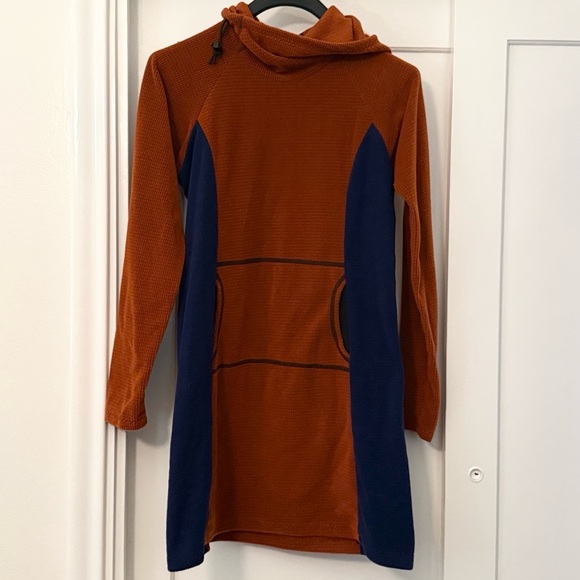 Melanzana Dresses & Skirts - New Melanzana Women's Hooded Dress - Orange Blue - Medium - Micro Grid Hoodie